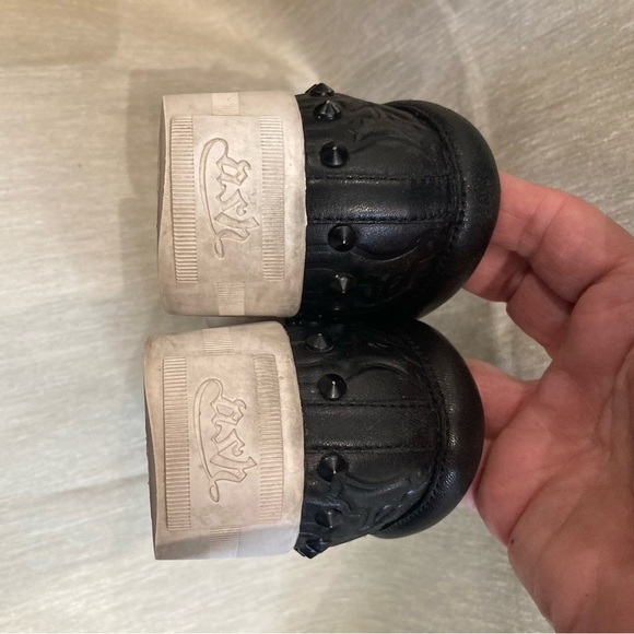 ASH Sz 37 Leather Studded Pointy Toe Slip On Rubber Sole Comfort Shoes Loafers - Picture 7 of 10